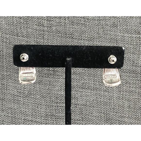 MONET Earrings Studs Triangle Textured Silver Tone - Picture 5 of 8